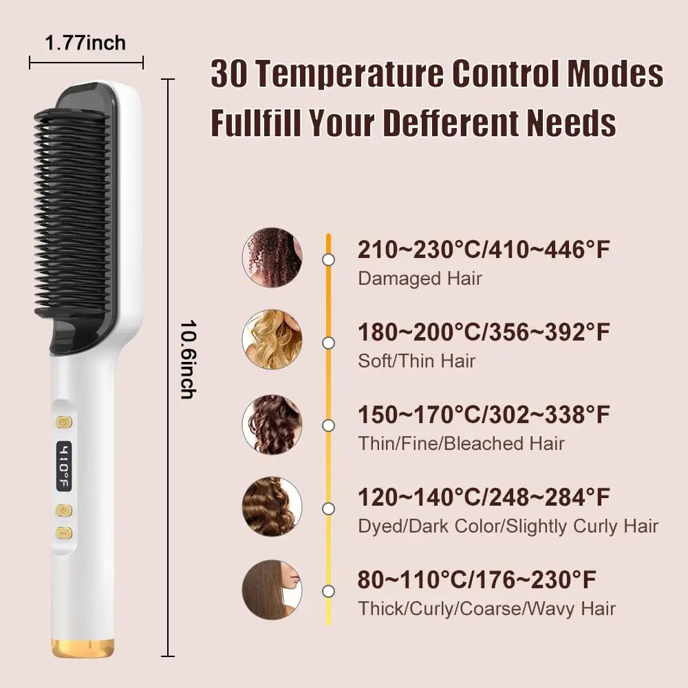 nouveau Pro brosse à lisser les cheveux à ions négatifs brosse à lisser et bouclés les cheveux haute température