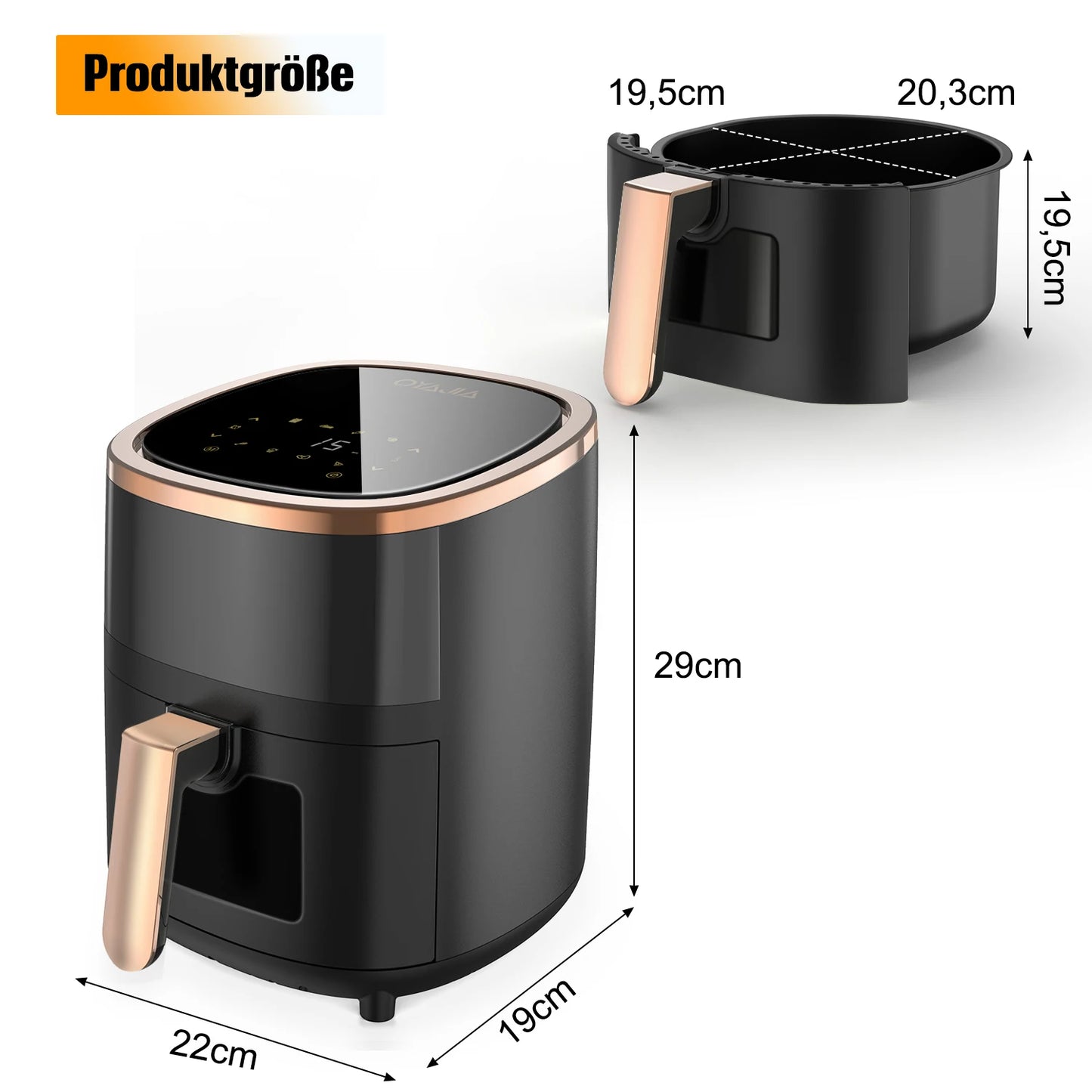 Airfryer , Friteuse à air multifonction 1800 W 6 L avec hublot, 8 modes de cuisson, affichage numérique et minuterie