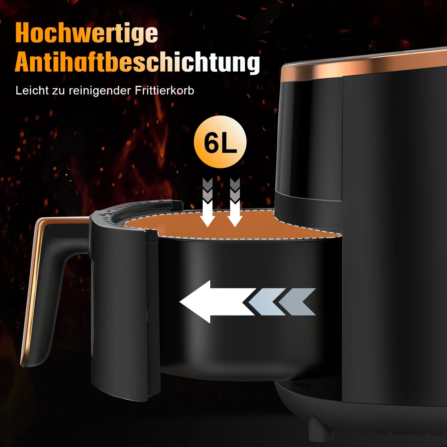 Airfryer , Friteuse à air multifonction 1800 W 6 L avec hublot, 8 modes de cuisson, affichage numérique et minuterie