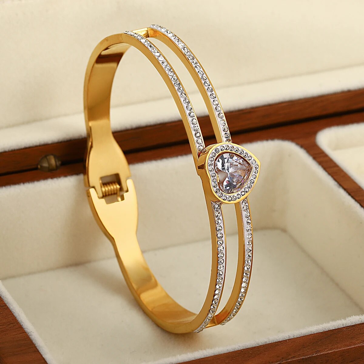 Bracelets pour femme acier inoxydable FLASHBUY nouveau cristal incrusté Zircon